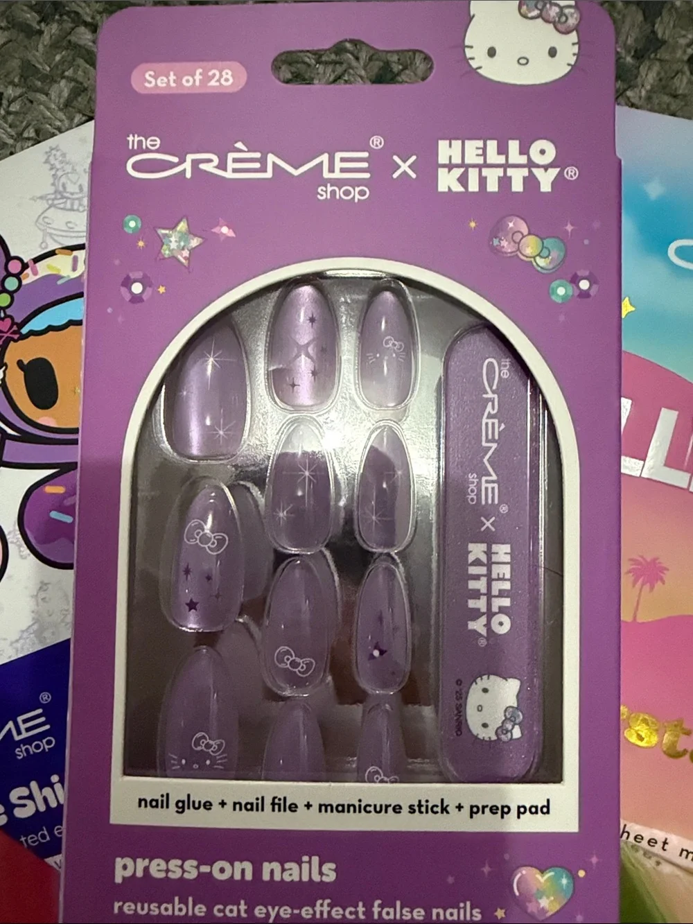 Hello Kitty Purple Press-On Nail Set with Accessories
